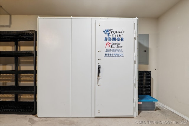 2110 S Javine Ct, Skiatook, OK 74070 - detailed view of electric panel and unfinished concrete floors