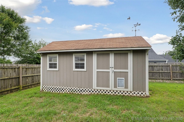 2110 S Javine Ct, Skiatook, OK 74070 - view of shed with a fenced backyard
