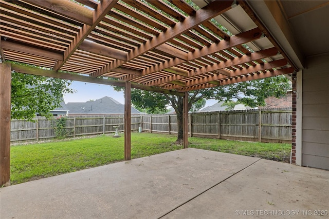 2110 S Javine Ct, Skiatook, OK 74070 - fenced backyard with a patio area and a pergola