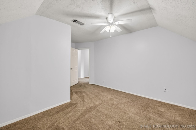 7416 S 109th E Ave, Tulsa, OK 74133 - bonus room with lofted ceiling, carpet floors, ceiling fan, and a textured ceiling