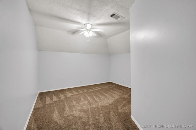 7416 S 109th E Ave, Tulsa, OK 74133 - bonus room with carpet, a ceiling fan, a textured ceiling, and vaulted ceiling