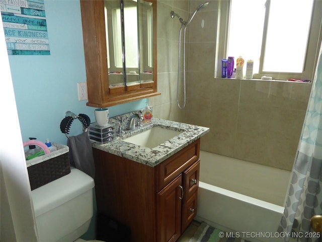 2414 S 126th E Ave, Tulsa, OK 74129 - bathroom featuring vanity and shower / tub combo with curtain