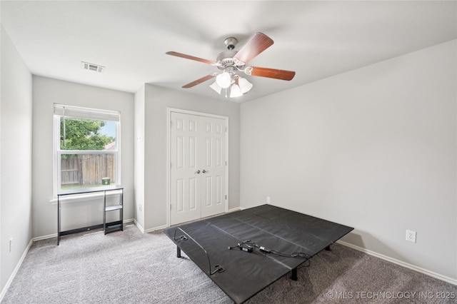 14220 S Vandalia Ave, Bixby, OK 74008 - playroom featuring a ceiling fan and carpet flooring