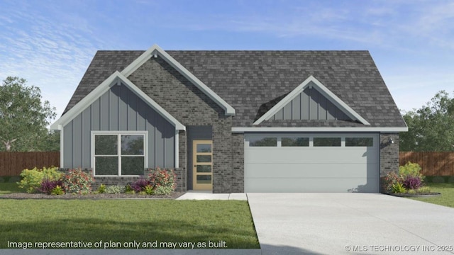 15814 E 75th St, Owasso, OK 74055 - view of front of home with board and batten siding, a garage, driveway, and a shingled roof