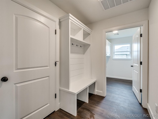 27742 E 109th St S, Coweta, OK 74429 - mudroom featuring dark wood-style flooring and baseboards