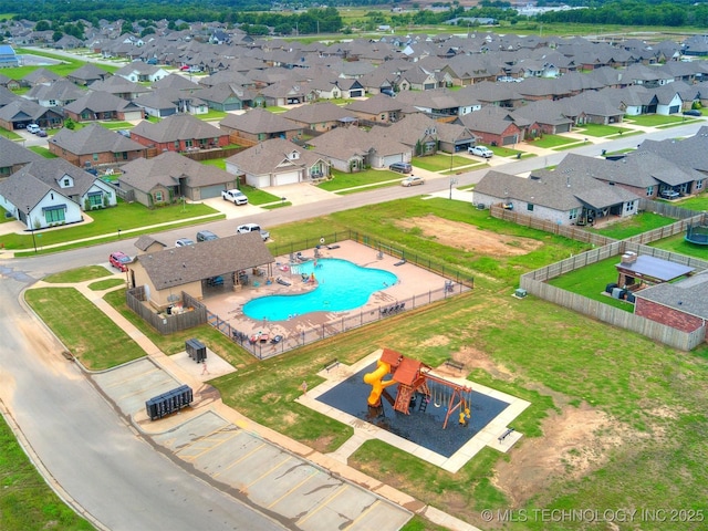 27742 E 109th St S, Coweta, OK 74429 - aerial view of residential area with a pool