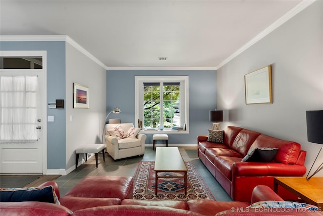 243 E 27th Pl, Tulsa, OK 74114 - tiled living area featuring crown molding