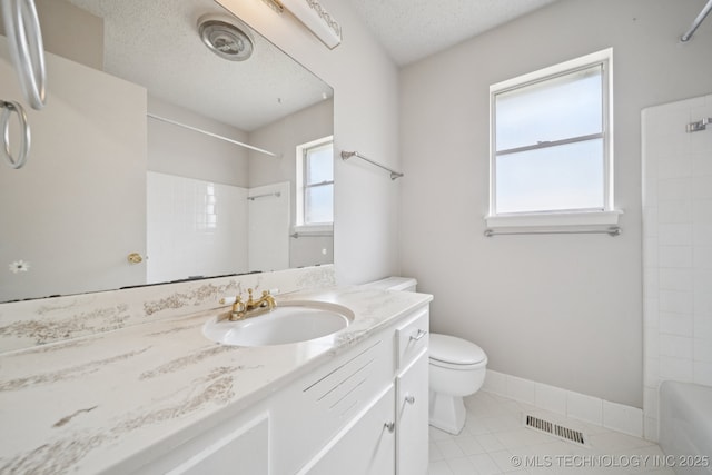 148 E 57th St, Tulsa, OK 74105 - full bath with vanity, tile patterned floors, shower / bathtub combination, and a textured ceiling
