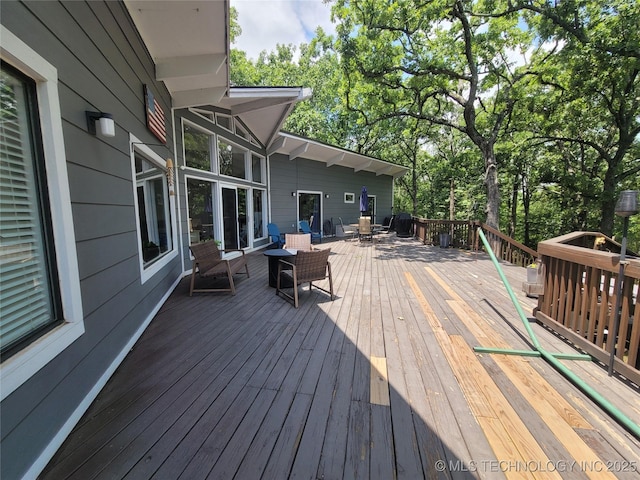 1416 Robin Hood Rd, Eufaula, OK 74432 - deck with view of wooded area