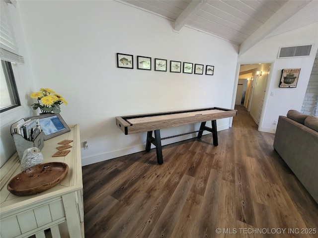 1416 Robin Hood Rd, Eufaula, OK 74432 - hallway featuring dark wood-type flooring and wooden ceiling
