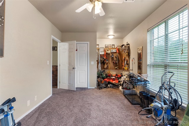 704 NE 3rd St, Wagoner, OK 74467 - playroom featuring ceiling fan and carpet