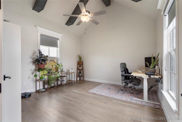 17831 S 46th E Ave, Bixby, OK 74008 - office with high vaulted ceiling, wood finished floors, and ceiling fan