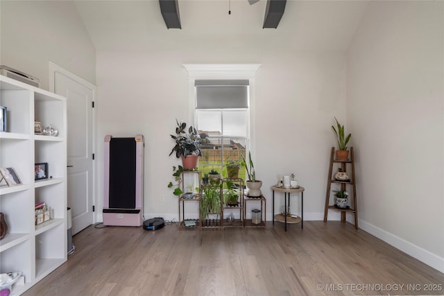 17831 S 46th E Ave, Bixby, OK 74008 - living area featuring a ceiling fan, wood finished floors, and vaulted ceiling