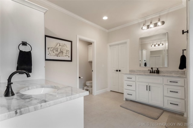 17831 S 46th E Ave, Bixby, OK 74008 - full bathroom featuring two vanities, crown molding, and recessed lighting