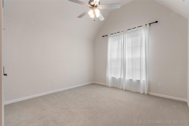 17831 S 46th E Ave, Bixby, OK 74008 - unfurnished room with light colored carpet, vaulted ceiling, and a ceiling fan