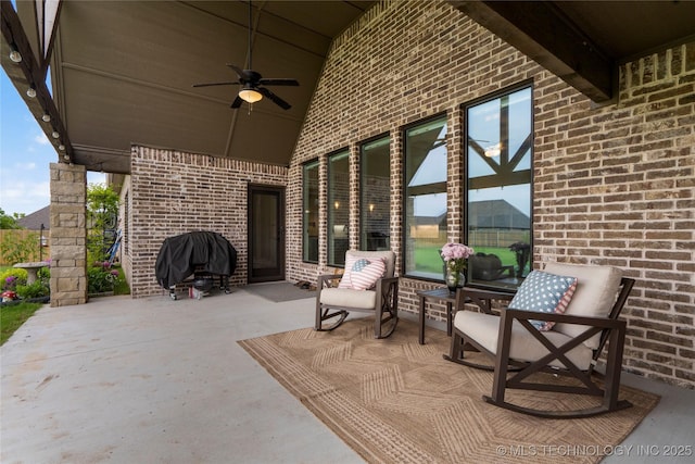 17831 S 46th E Ave, Bixby, OK 74008 - view of patio / terrace featuring a ceiling fan and area for grilling