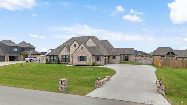 17831 S 46th E Ave, Bixby, OK 74008 - french country style house with brick siding, concrete driveway, a garage, and a shingled roof