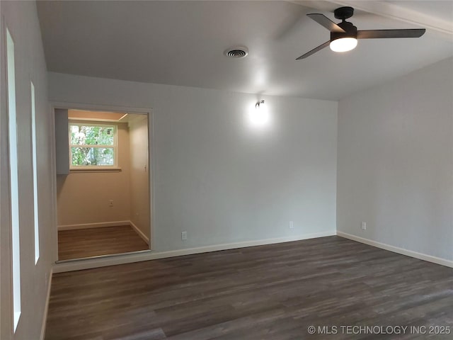 12623 E 19th St, Tulsa, OK 74128 - empty room with dark wood-type flooring and a ceiling fan