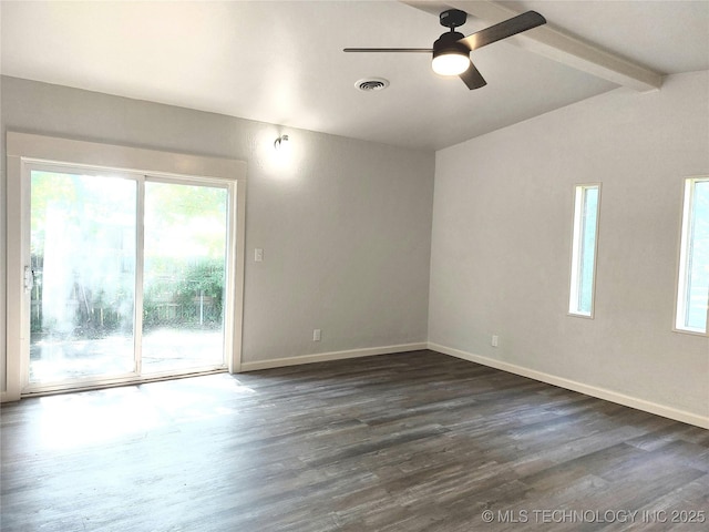 12623 E 19th St, Tulsa, OK 74128 - empty room featuring a ceiling fan and dark wood finished floors