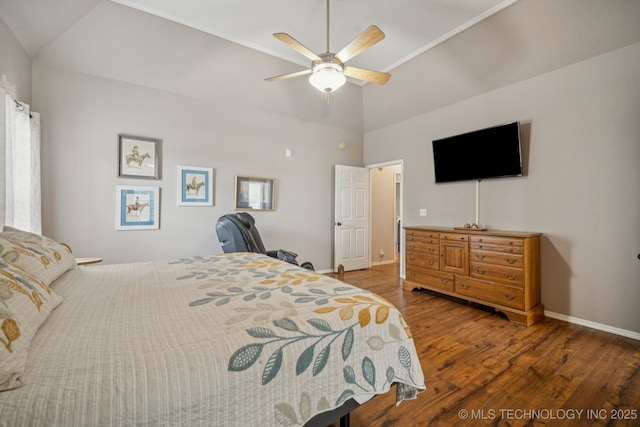 11902 N 150th E Ave, Collinsville, OK 74021 - bedroom featuring wood finished floors, ceiling fan, and high vaulted ceiling