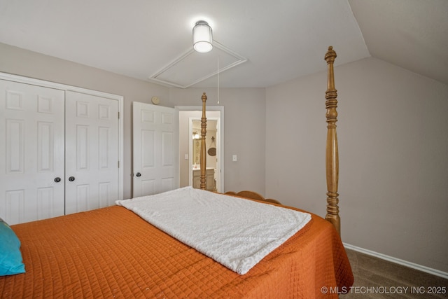 11902 N 150th E Ave, Collinsville, OK 74021 - carpeted bedroom with attic access, a closet, and lofted ceiling