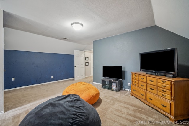 11902 N 150th E Ave, Collinsville, OK 74021 - living area featuring carpet floors, vaulted ceiling, and a textured ceiling