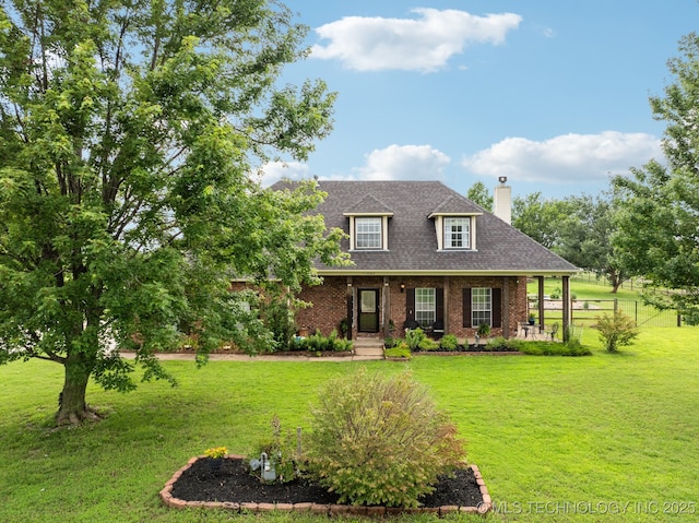 11902 N 150th E Ave, Collinsville, OK 74021 - new england style home featuring a chimney, brick siding, and roof with shingles