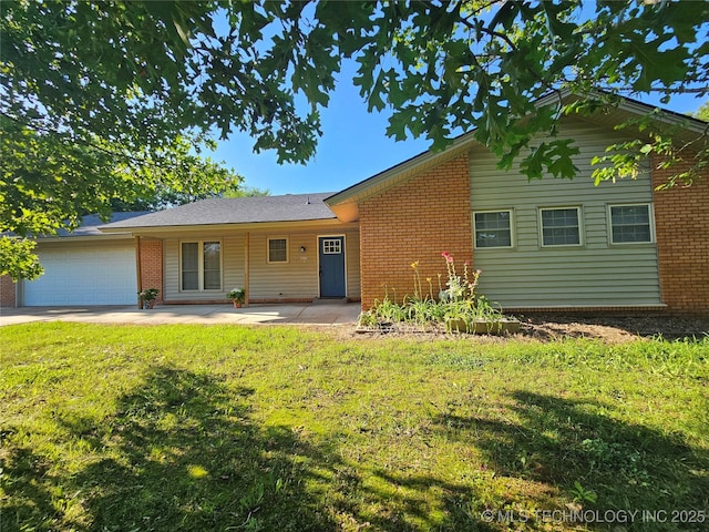 16211 E 109th St N, Owasso, OK 74055 - view of front facade with a garage, a front lawn, and brick siding
