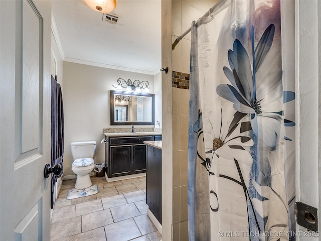 1304 W Kent St, Broken Arrow, OK 74012 - full bath featuring crown molding, vanity, and a shower with curtain