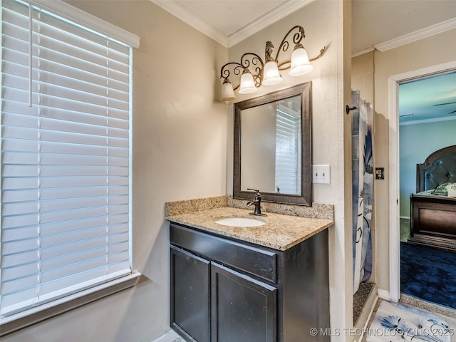 1304 W Kent St, Broken Arrow, OK 74012 - bathroom featuring ornamental molding and vanity