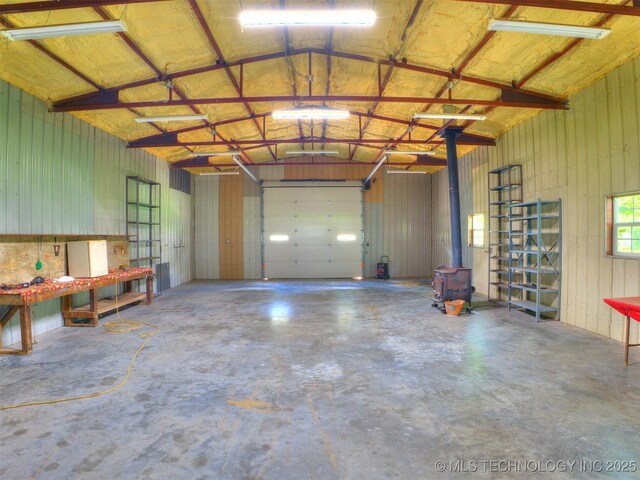 30833 S 4190th Rd, Inola, OK 74006 - garage with a wood stove