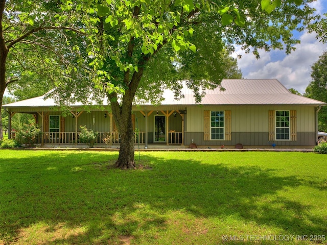 30833 S 4190th Rd, Inola, OK 74006 - view of front facade with a front yard, a porch, and a metal roof