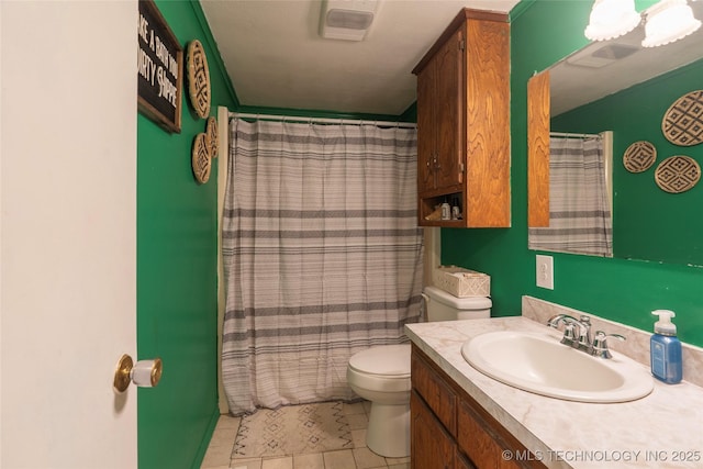 9730 S 4050th Rd, Talala, OK 74080 - bathroom featuring vanity, tile patterned floors, and a shower with shower curtain