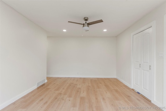 4138 E 36th St, Tulsa, OK 74135 - unfurnished bedroom with recessed lighting, light wood finished floors, a ceiling fan, and a closet
