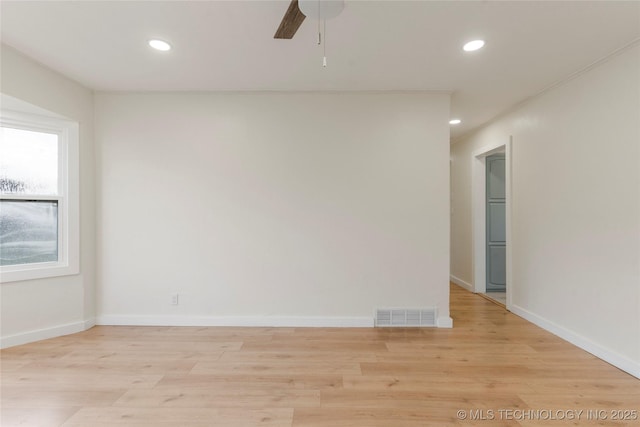 4138 E 36th St, Tulsa, OK 74135 - empty room featuring recessed lighting, light wood-type flooring, and ceiling fan