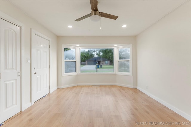 4138 E 36th St, Tulsa, OK 74135 - unfurnished bedroom featuring light wood finished floors, recessed lighting, and ceiling fan