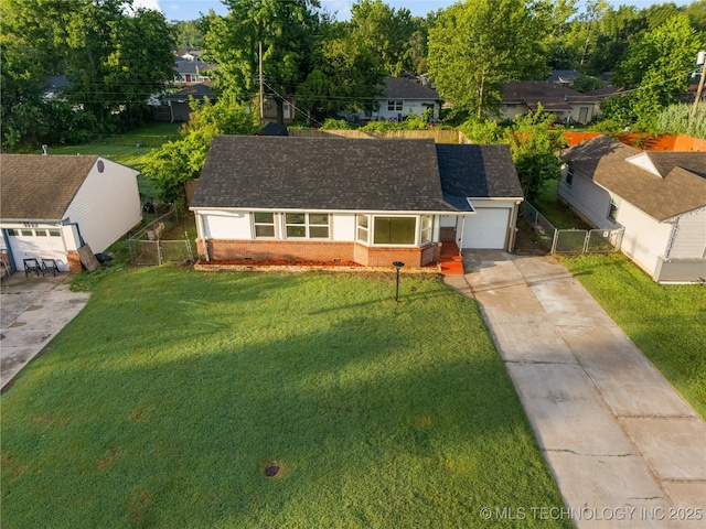 4138 E 36th St, Tulsa, OK 74135 - view of front of property featuring brick siding, concrete driveway, a garage, and a shingled roof