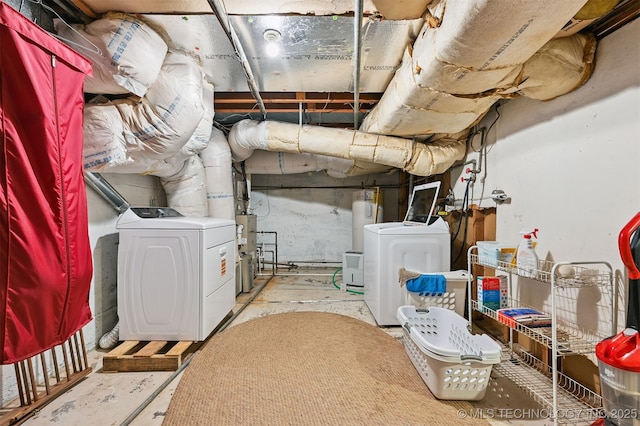 1347 E 37th St, Tulsa, OK 74105 - unfinished below grade area with washing machine and clothes dryer, water heater, and electric water heater