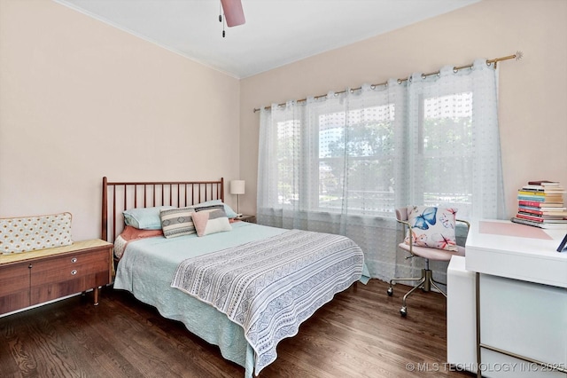 1144 S Owasso Ave, Tulsa, OK 74120 - bedroom featuring dark wood finished floors, ceiling fan, and crown molding
