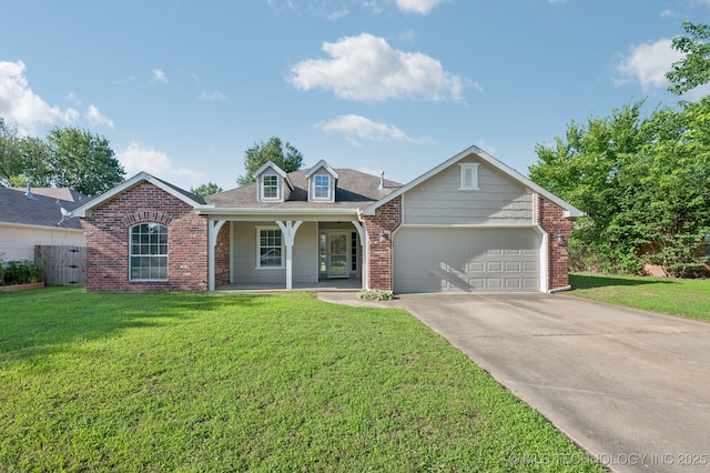 2109 W Maple St, Collinsville, OK 74021 - traditional-style house with a garage, driveway, a porch, and brick siding