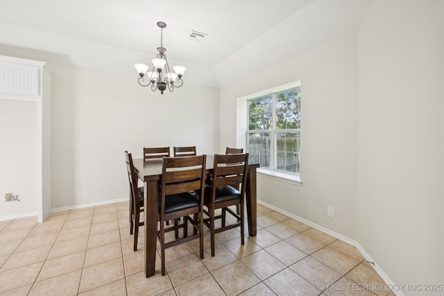 2109 W Maple St, Collinsville, OK 74021 - dining room with a chandelier and light tile patterned flooring