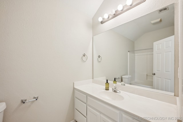 2109 W Maple St, Collinsville, OK 74021 - bathroom with lofted ceiling, vanity, and shower / washtub combination