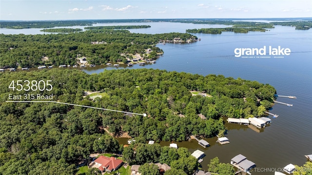 453805 E 315th Rd, Afton, OK 74331 - aerial view of a forest and a nearby body of water