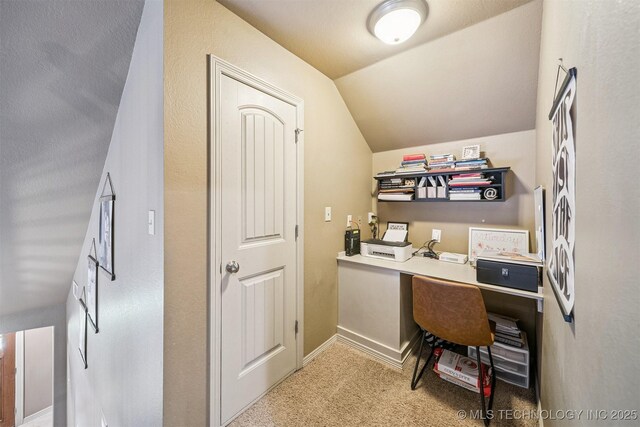 13037 N 124th E Pl, Collinsville, OK 74021 - office with vaulted ceiling, light carpet, and built in desk