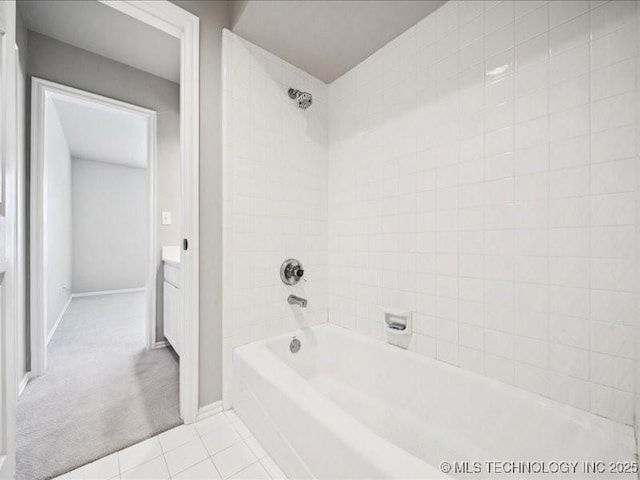 408 W Fairway Ct, Broken Arrow, OK 74011 - bathroom with bathing tub / shower combination, vanity, and tile patterned flooring