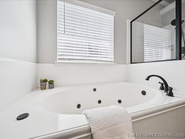 408 W Fairway Ct, Broken Arrow, OK 74011 - bathroom featuring a whirlpool tub and an enclosed shower