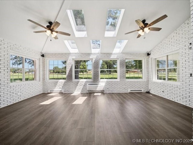 408 W Fairway Ct, Broken Arrow, OK 74011 - unfurnished sunroom with vaulted ceiling, a skylight, and plenty of natural light