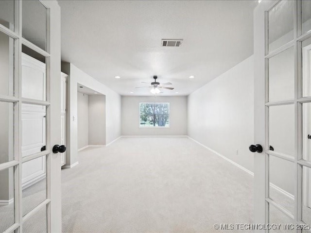408 W Fairway Ct, Broken Arrow, OK 74011 - unfurnished room with a ceiling fan, light colored carpet, and recessed lighting
