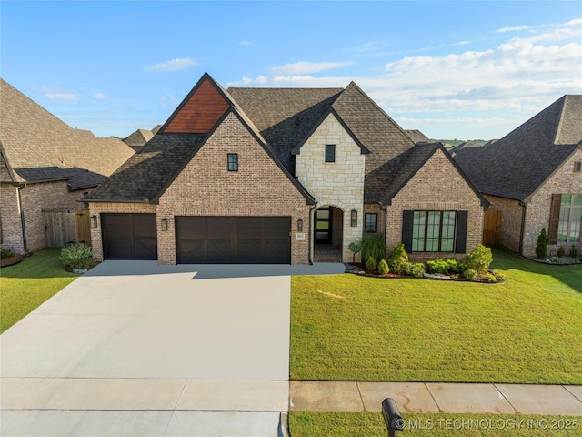 5913 E 127th St S, Tulsa, OK 74008 - french provincial home featuring driveway, brick siding, and a shingled roof