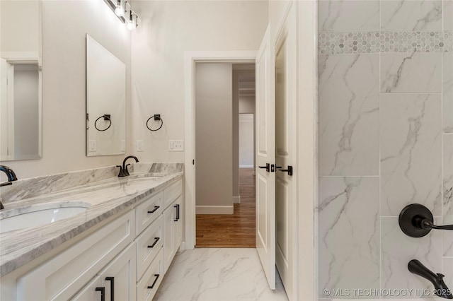 5913 E 127th St S, Tulsa, OK 74008 - bathroom with marble finish floors and double vanity